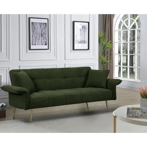 Futon Sofa Bed, Convertible Double Sofa Bed With Folding Armrests For Living Rooms And Small Spaces