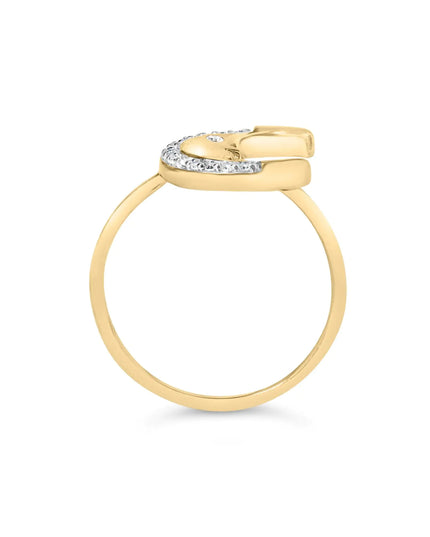 10K Yellow Gold 1/10 Cttw Diamond Crescent Moon Ring (I-J Color, I1-I2 Clarity)