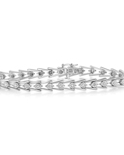 Sterling Silver Diamond Wave-Style Link Bracelet (0.5 cttw, I-J Color, I3 Clarity)
