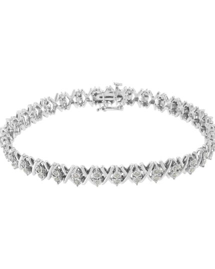 .925 Sterling Silver 1.0 Cttw Diamond Miracle-Set X-Link 7" Tennis Bracelet (I-J Color, I3 Clarity)