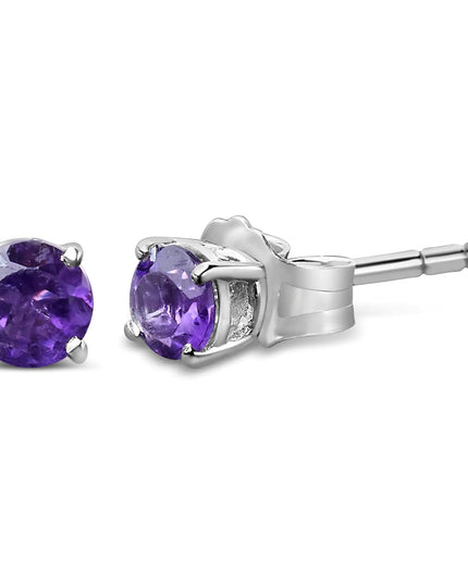 .925 Sterling Silver 3.5 MM Created Birthstone Solitaire Stud Earrings - Choice of Gemstone