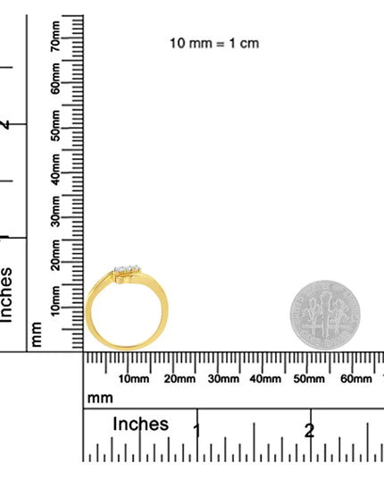 10K Yellow Gold over .925 Sterling Silver 1/10 Cttw Diamond Three-Stone Bypass Fashion Cocktail Ring ( I-J Color, I2-I3 Clarity)
