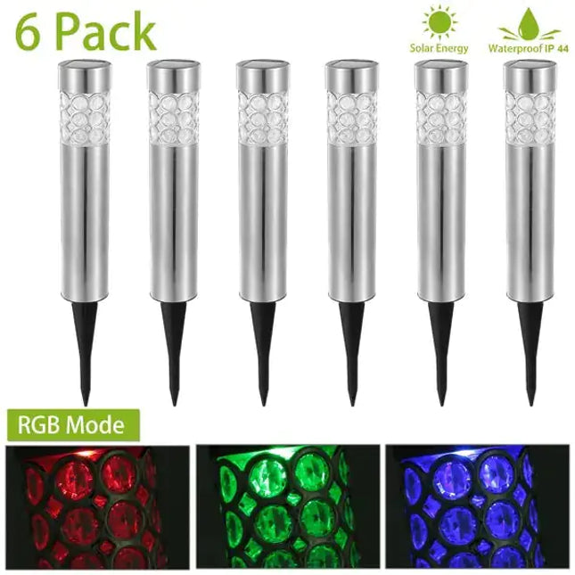 6-pack RGB Solar Garden Lights, Waterproof Landscape Decor Lamp