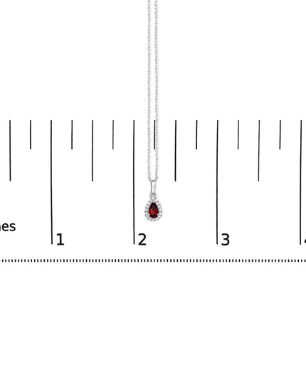 10K White Gold 5x3mm Gemstone and Diamond Accent Halo Pear Shape 18" Pendant Necklace (I-J Color, I1-I2 Clarity)