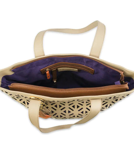 Luminous Leather Tote  -Tan