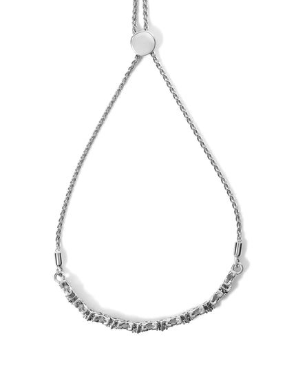 .925 Sterling Silver 1/4 Cttw Diamond Marquise Shaped Link 4"-10" Adjustable Bolo Bracelet (I-J Color, I1-I2 Clarity)
