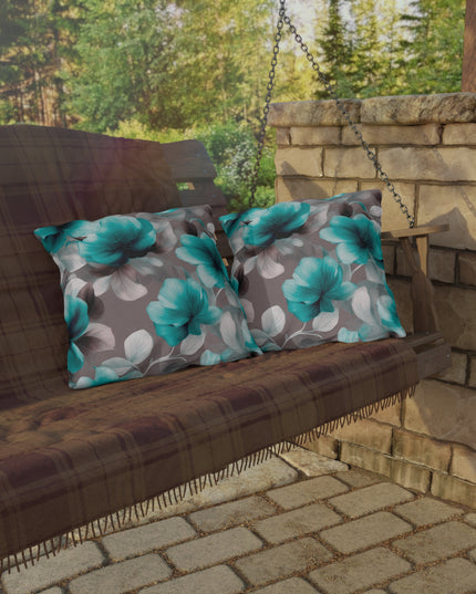 Tif Green Gray Floral Bunch 18" x 18" Outdoor Pillow
