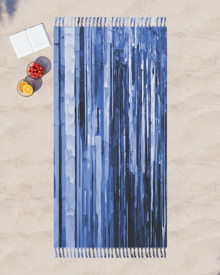 Striped Deep Blue 38" × 81" Boho Beach Cloth