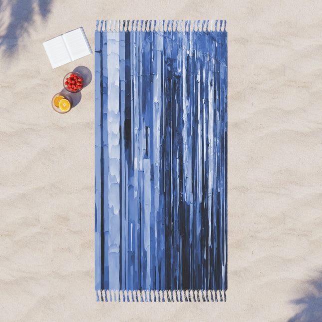 Striped Deep Blue 38" × 81" Boho Beach Cloth