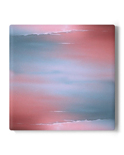Gray Sea Pink Fog 4" x 4" Square Ceramic Coaster