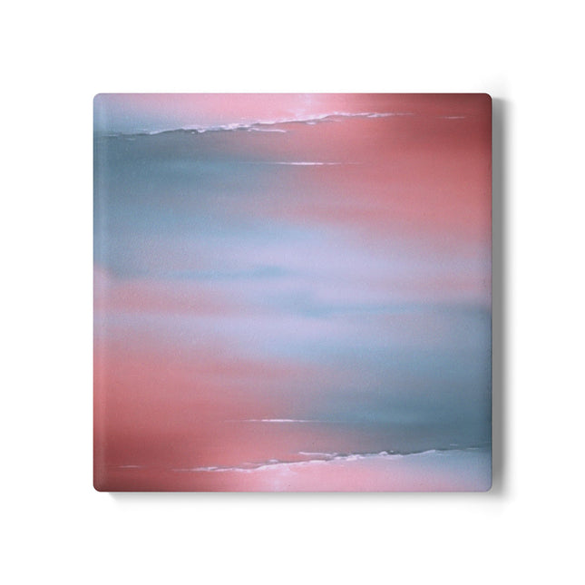Gray Sea Pink Fog 4" x 4" Square Ceramic Coaster