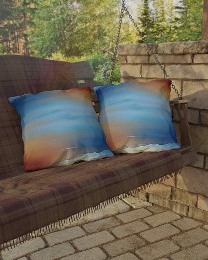 Blue Sea Red Orange Fog 20" x 20" Outdoor Pillows