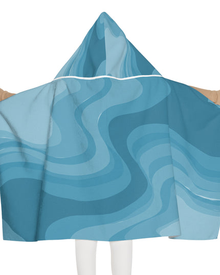 Sky Blue Wavey Youth Hooded Towel, 24" x 48"