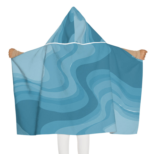 Sky Blue Wavey Youth Hooded Towel, 24" x 48"
