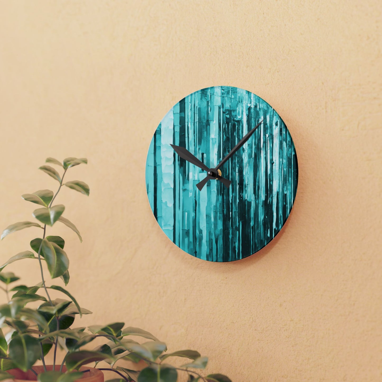 Striped Tif Acrylic Round Wall Clock, 8" x 8"