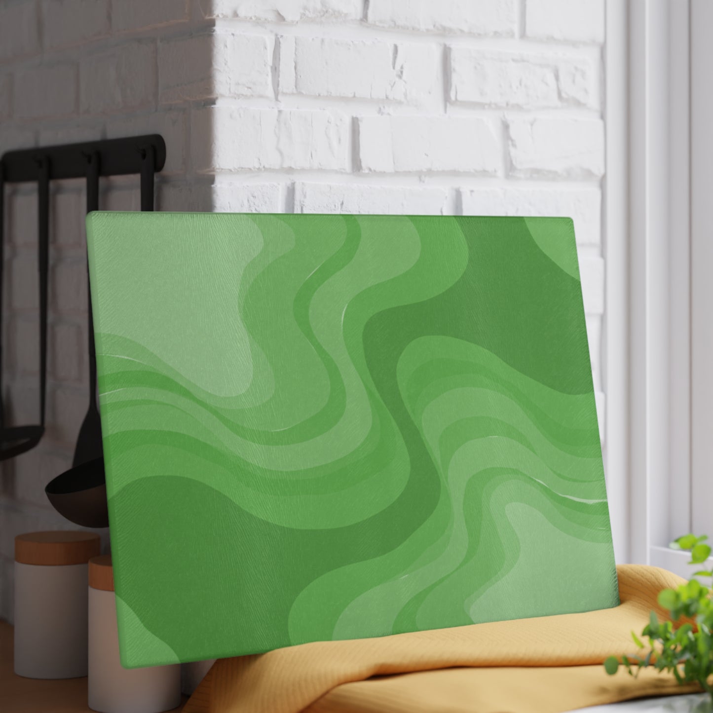 Greenie Meanie Wavey Glass Cutting Board, 11" x 15"