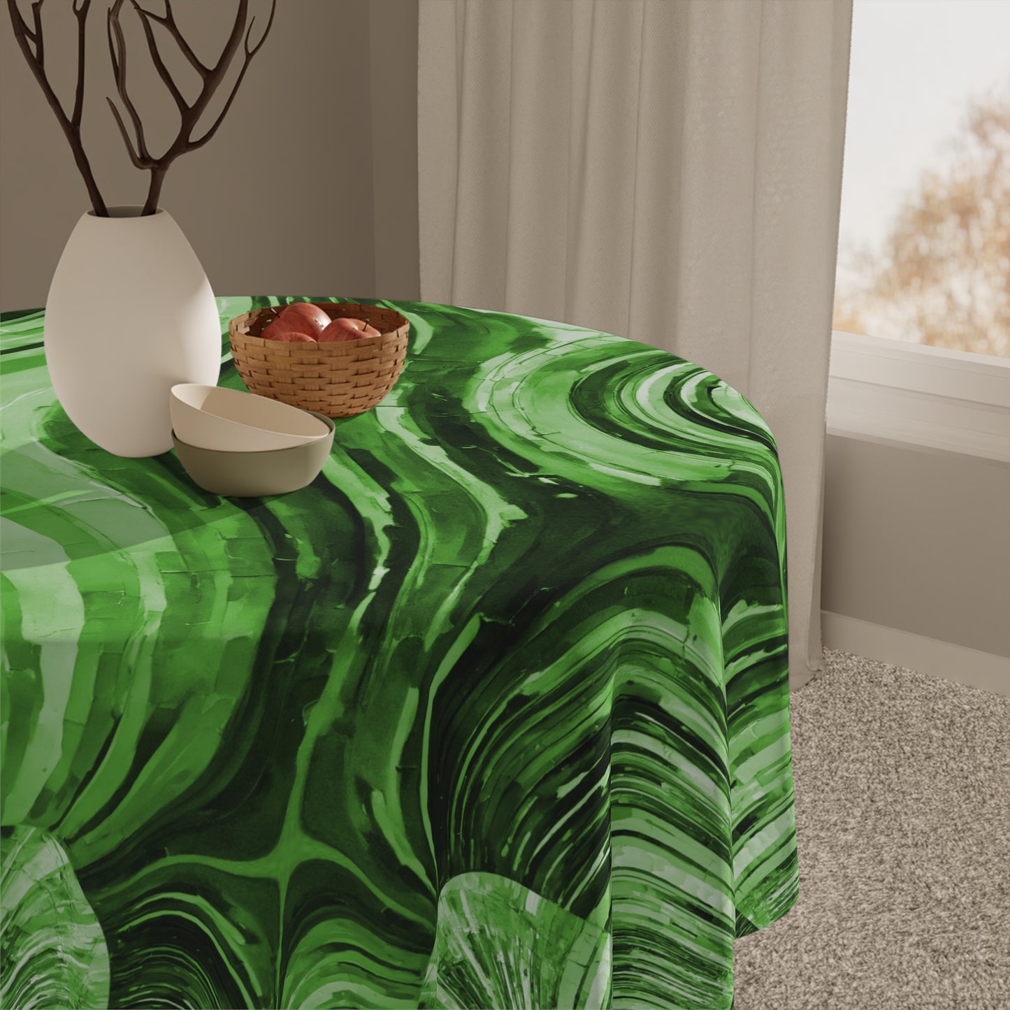 Uzi Spiral Mint Pastel Tablecloth, 55" x 55"