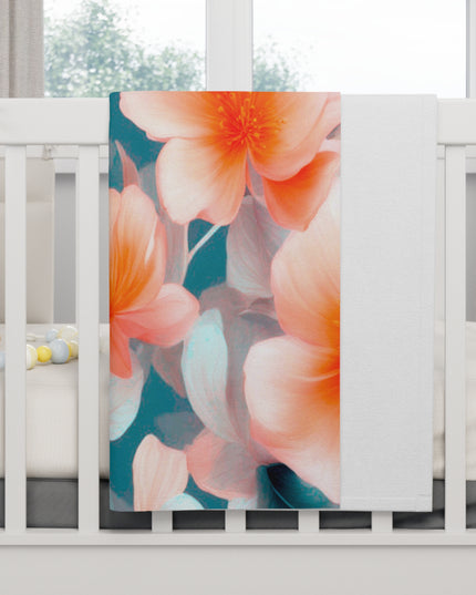 Orange Blossom Floral Bunch Soft Fleece Baby Blanket, 30" x 40"