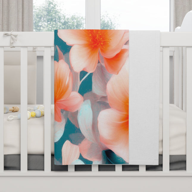 Orange Blossom Floral Bunch Soft Fleece Baby Blanket, 30" x 40"