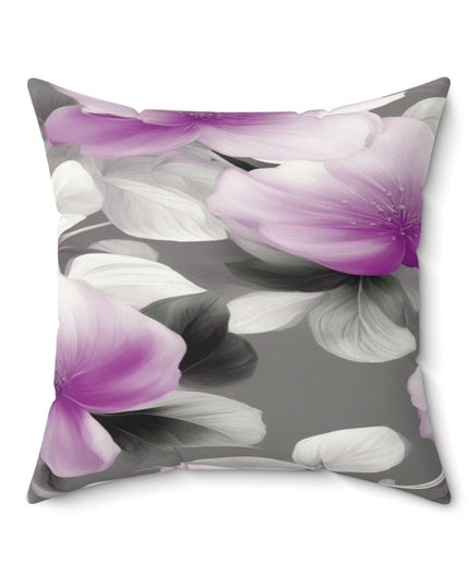 Purple Blossom Floral Bunch Faux Suede Square Pillow, 20" x 20"