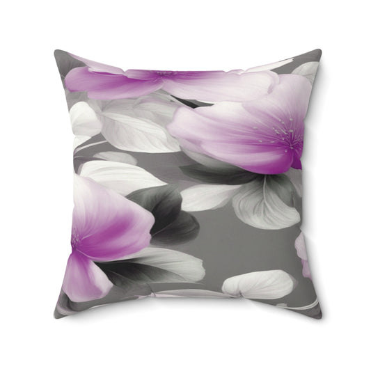 Purple Blossom Floral Bunch Faux Suede Square Pillow, 20" x 20"