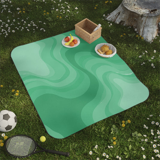 Mint Green Wavey 61" × 51" Picnic Blanket