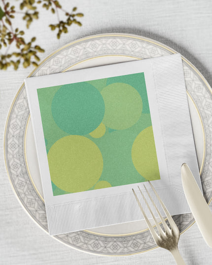 Pastel Green Patches White Coined Napkins, 6.5" x 6.5"