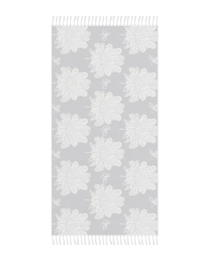 White Floral Butterflies 38" × 81" Boho Beach Cloth