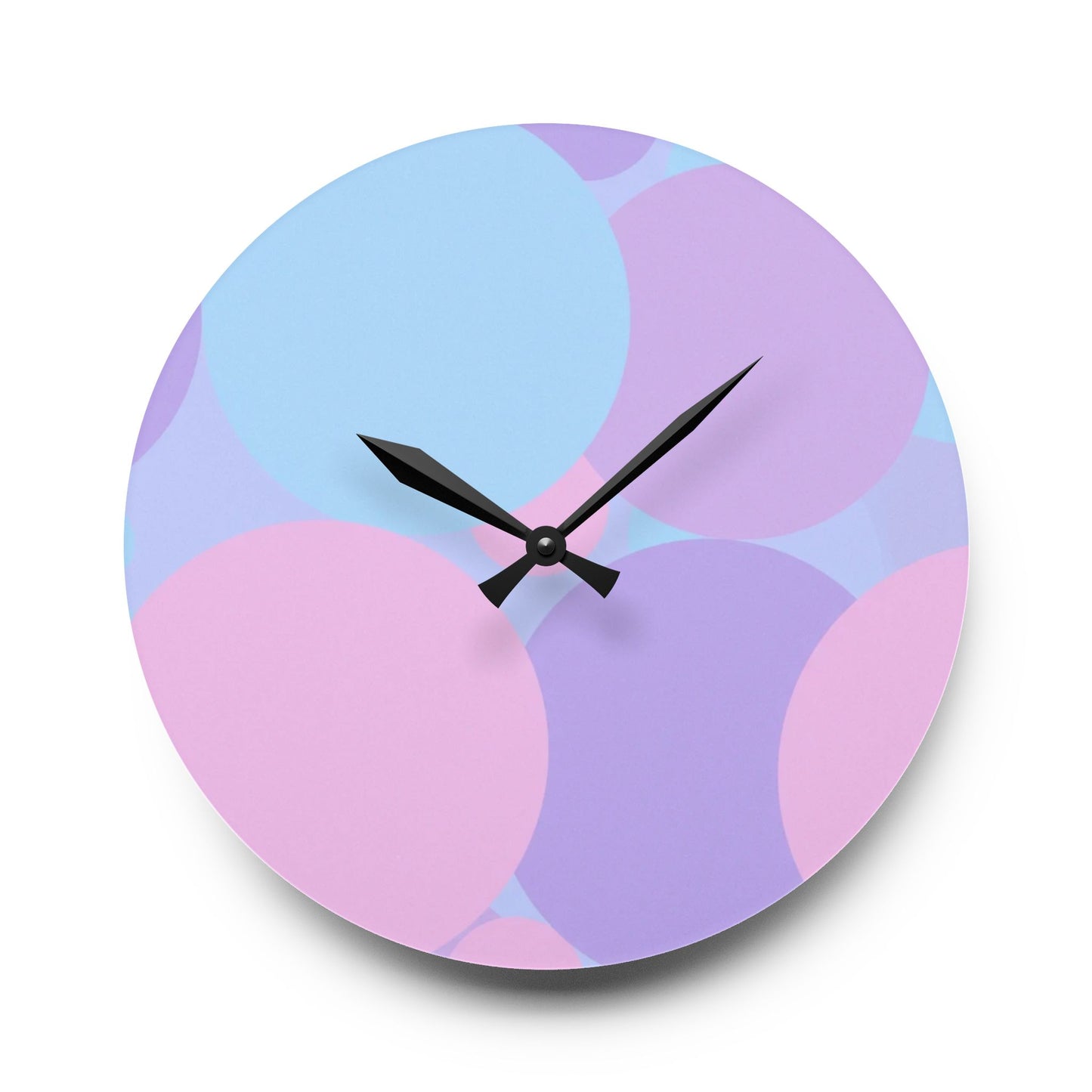 Pastel Purple and Mauve Patches Acrylic Wall Clock, Round or Square, 10.75" x 10.75"