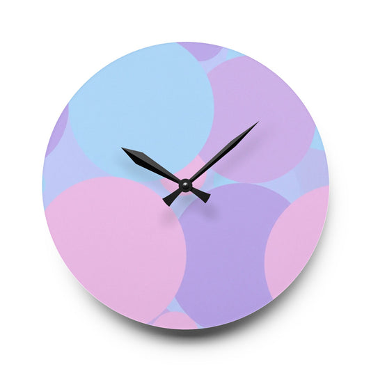 Pastel Purple and Mauve Patches Acrylic Wall Clock, Round or Square, 10.75" x 10.75"