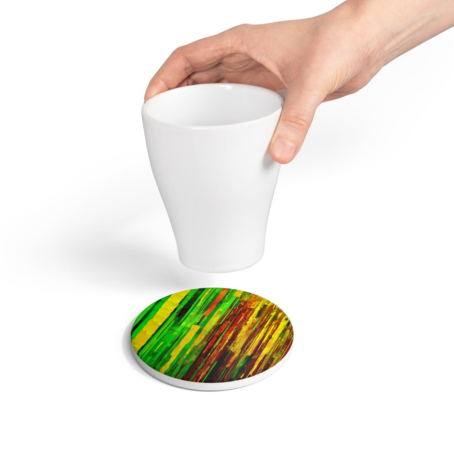 Striped Beta 4" x 4" Round Ceramic Coaster
