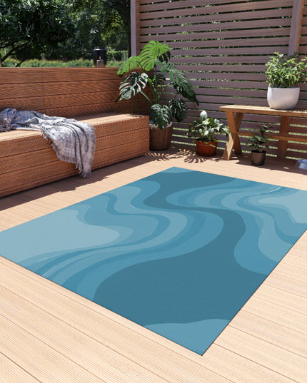Sky Blue Wavey 60" x 84" Outdoor Rug
