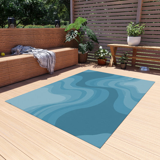 Sky Blue Wavey 60" x 84" Outdoor Rug