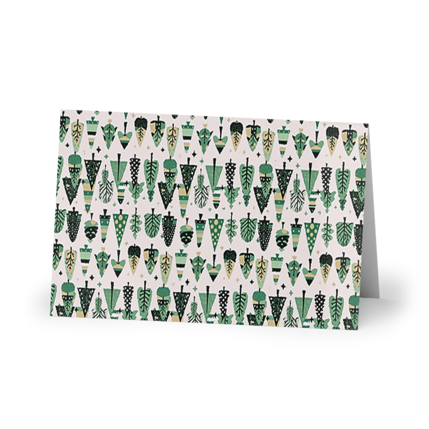 Mini Vintage Green Trees Greeting Cards (1 or 10-pcs)