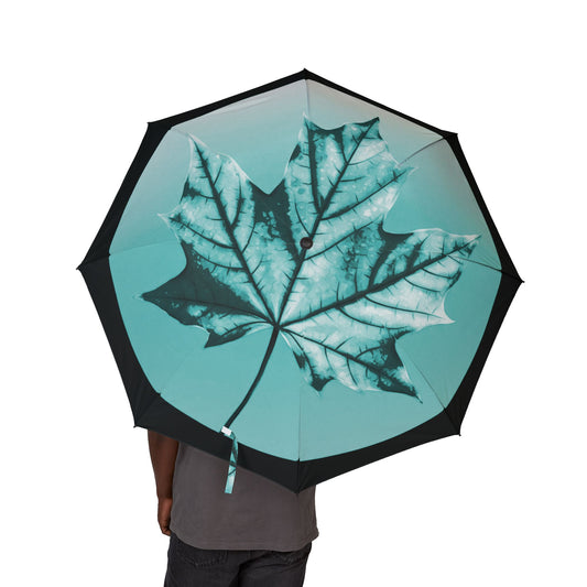 Tif Green Maple Leaf Foldable Umbrella - Compact & Chic