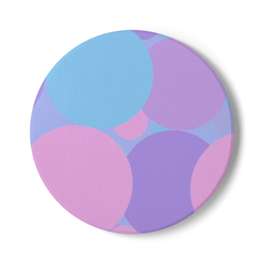 Pastel Purple and Mauve Patches 4" x 4" Round Ceramic Coaster