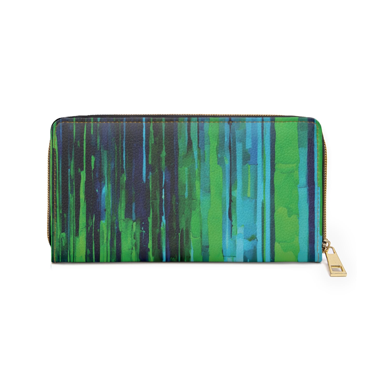 Striped Blue Green Elegant Abstract Zipper Wallet - Stylish & Functional Accessory for Everyday Use