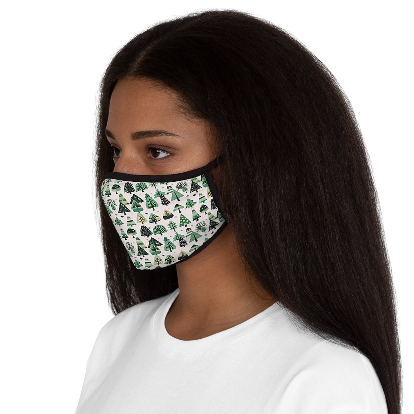 Mini Vintage Green Trees Fitted Polyester Face Mask