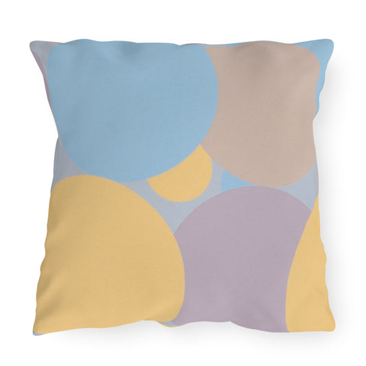 Pastel Baby Blue and Peach Patches 20" x 20" Outdoor Pillows