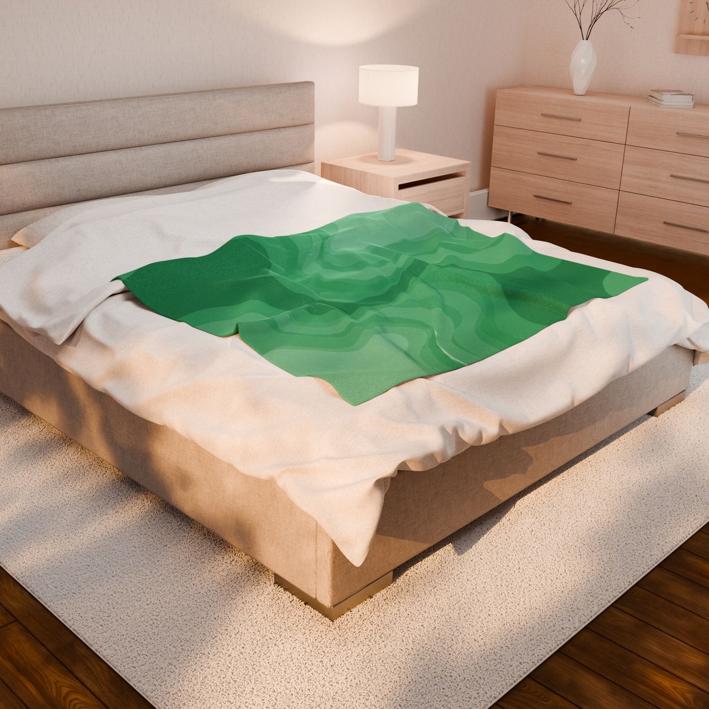 Mint Green Wavey Velveteen Plush Blanket, 50" x 60"