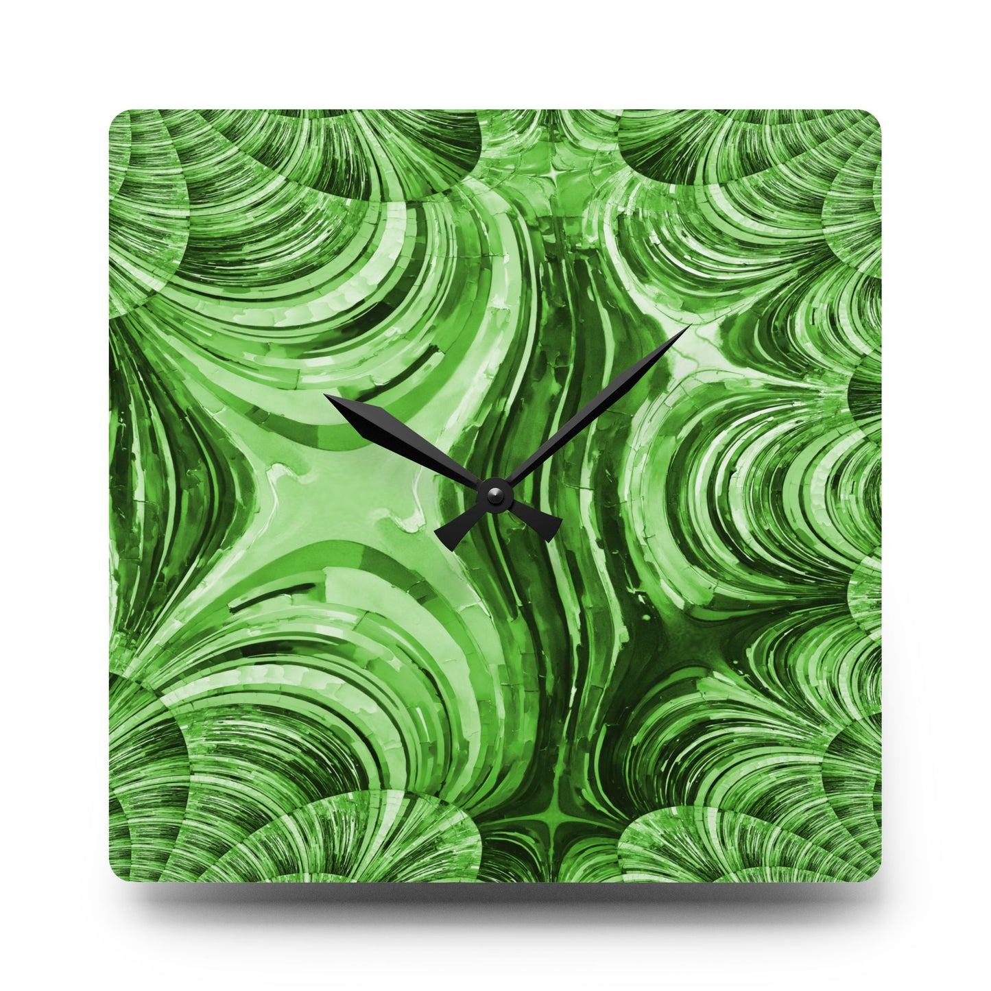 Uzi Spiral Mint Pastel Acrylic Wall Clock, Round or Square, 10.75" x 10.75"