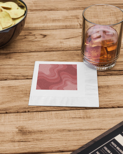 Power Red Wavey White Coined Napkins, 4.8" x 4.8"