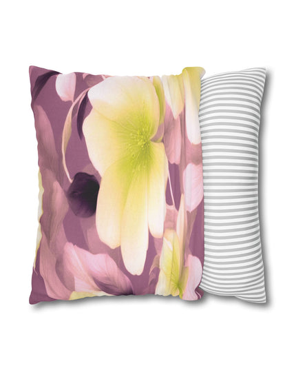 Lemon Blossom Floral Bunch Spun Polyester Square Pillowcase, 14" x 14"