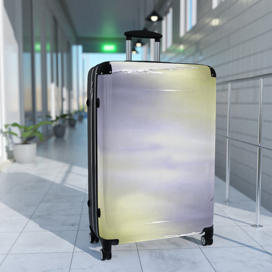 Lavender Sea Golden Fog Large Suitcase with built in lock, 4 double-wheels, telescopic handle, and ABS back hard-shell