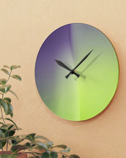 Purple Golden Fade Acrylic Wall Clock, Round or Square, 10.75" x 10.75"