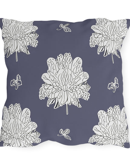 White Floral Butterflies 20" x 20" Outdoor Pillow