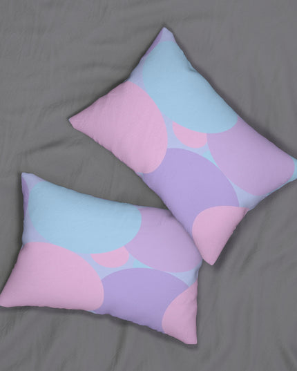 Pastel Purple and Mauve Patches Spun Polyester Lumbar Pillow, 20" x 14"