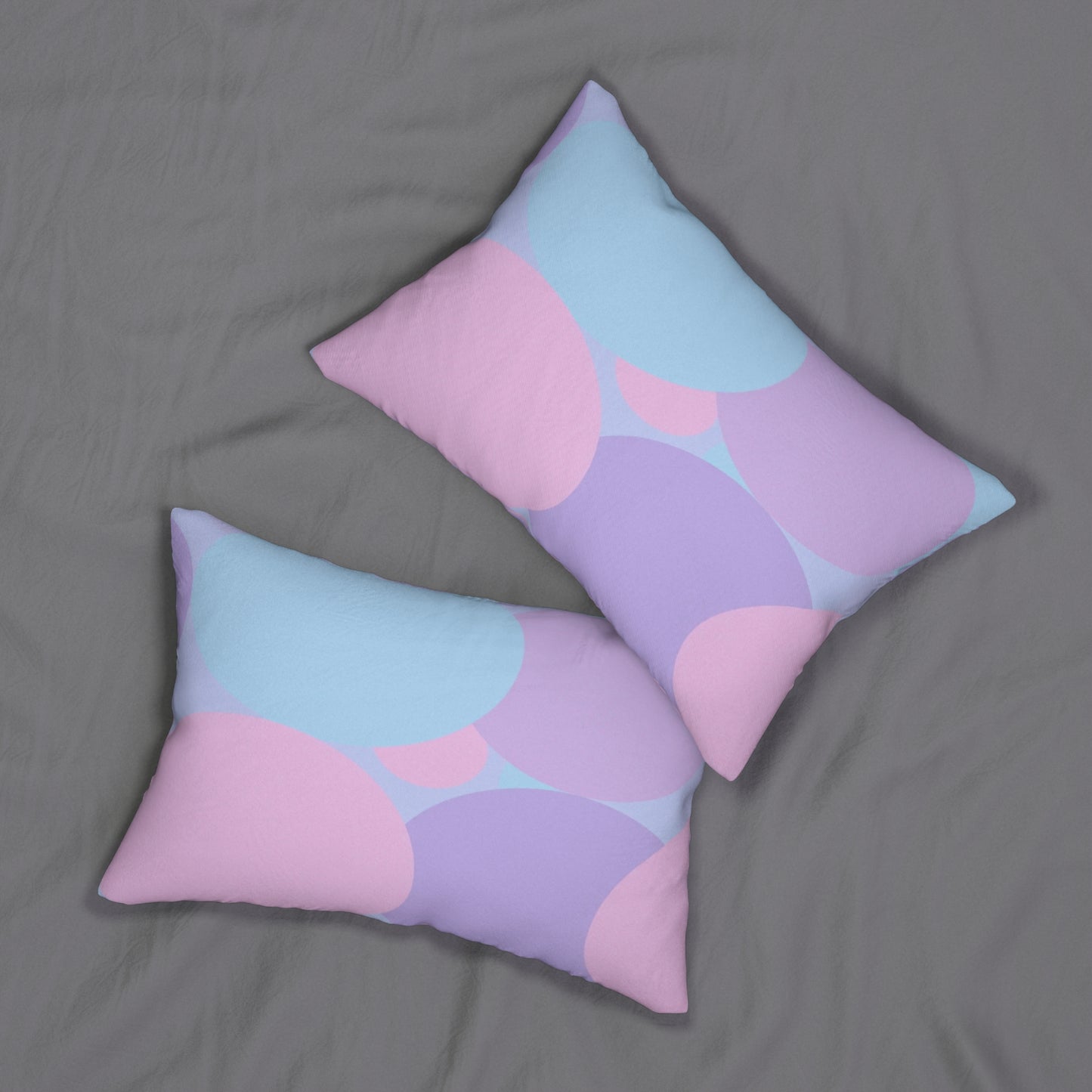 Pastel Purple and Mauve Patches Spun Polyester Lumbar Pillow, 20" x 14"