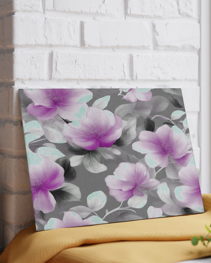 Purple Blossom Floral Bunch Glass Cutting Board, 8" x 11"