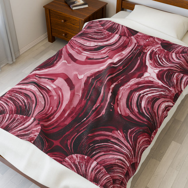 Uzi Spiral Ruby Velveteen Plush Blanket, 50" x 60"